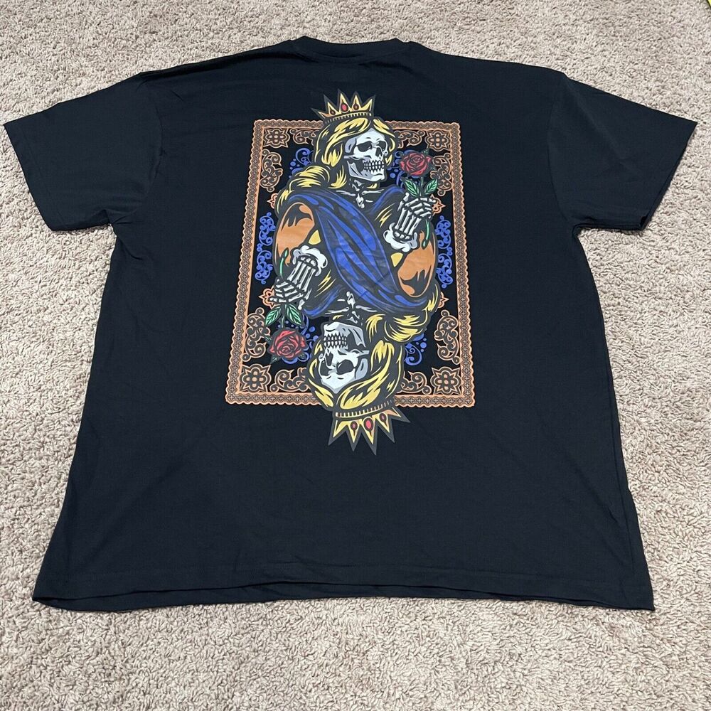 Thirty Single Womens 2X Black Skeleton Queen Playing Card Graphic T-Shirt Tee